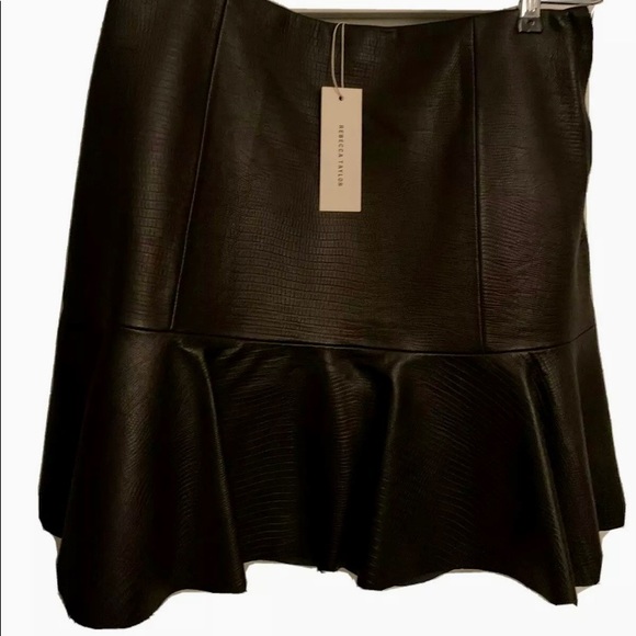 REBECCA TAYLOR embossed black  leather skirt - Picture 1 of 4